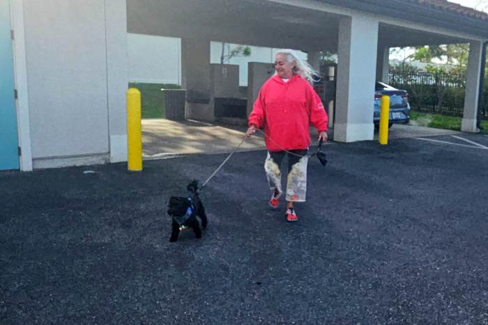 Vanda walking a dog in Nokomis